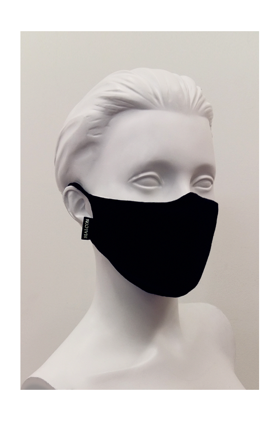 Maseczka czarna dzianinowa z kieszenią na filtr