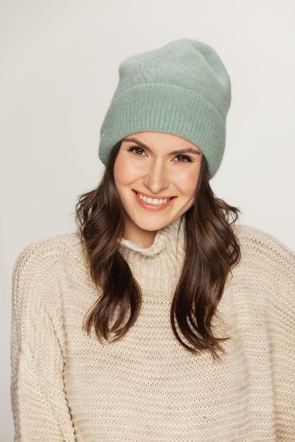 Mint angora cap