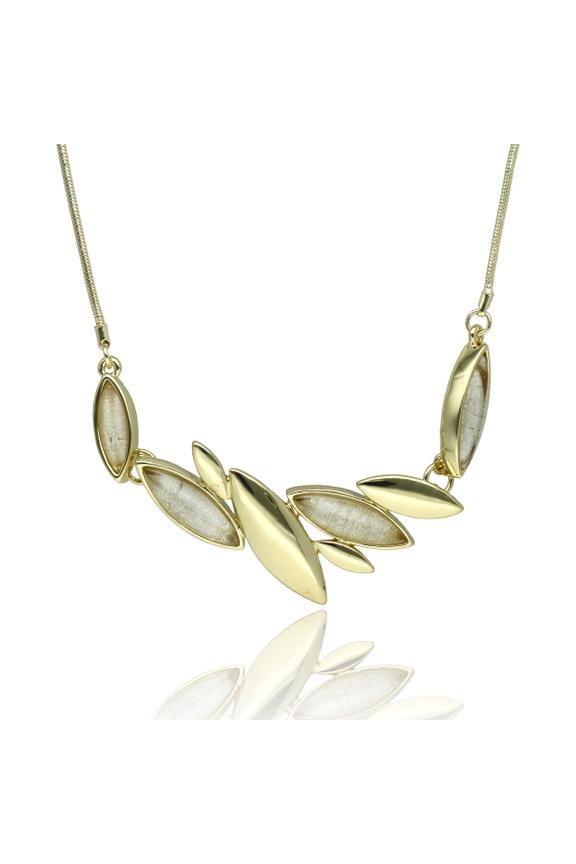 Złoty dekoltowy naszyjnik błyszczącymi oczkami