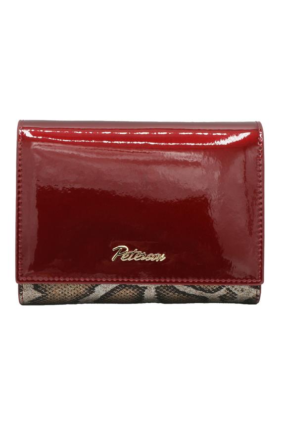 Nowoczesny bordowy portfel ze zwierzęcym motywem