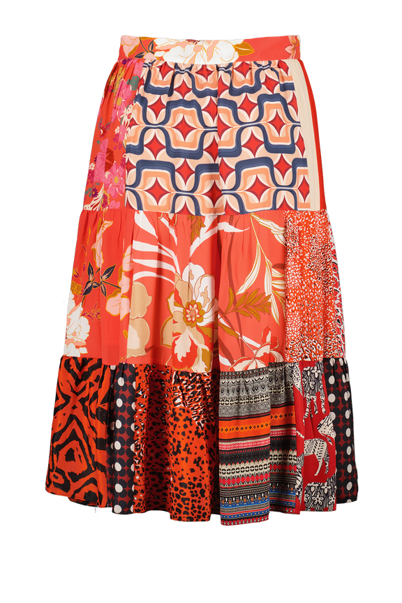 Oryginalna spódnica z łączonych tkanin w rozmiarze 40