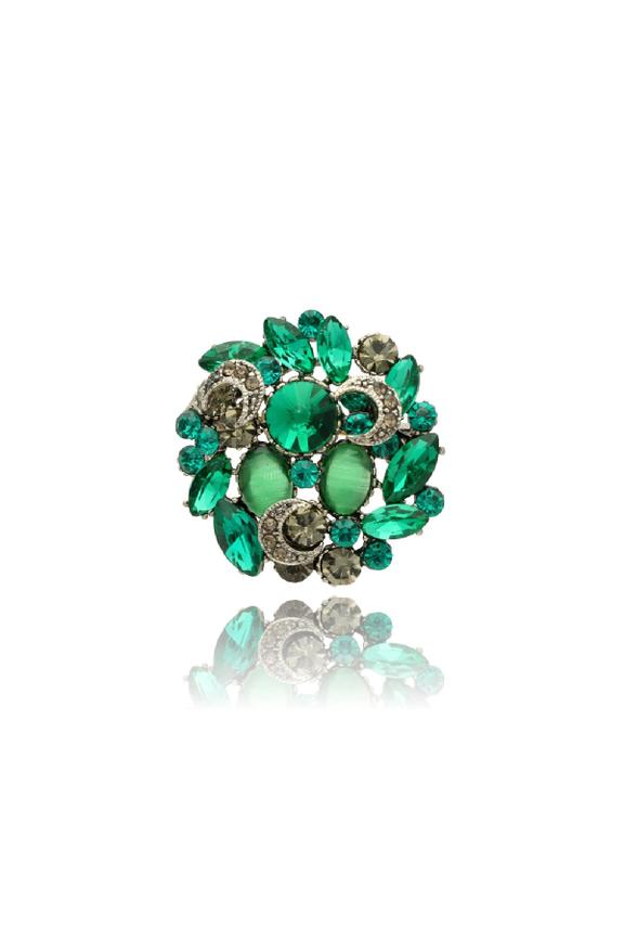 Ozdobna broszka w zielonej tonacji