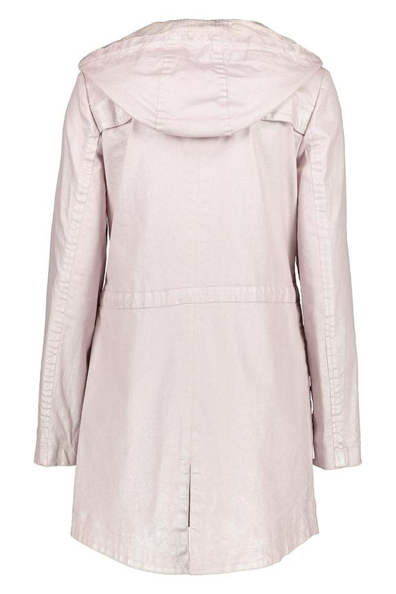 Jasno różowy płaszczyk z połyskującej tkaniny