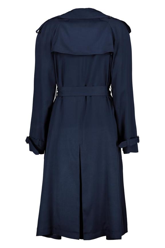 Granatowy płaszcz z paskiem