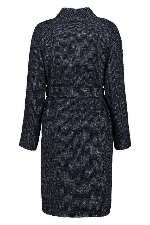 Granatowy melanżowy płaszcz w jodełkę