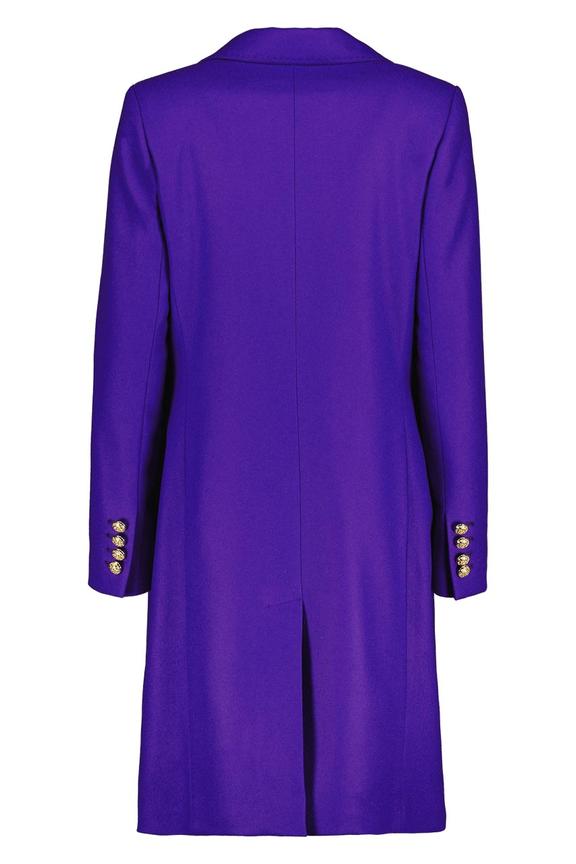 Fioletowy płaszcz z wełny jagnięcej