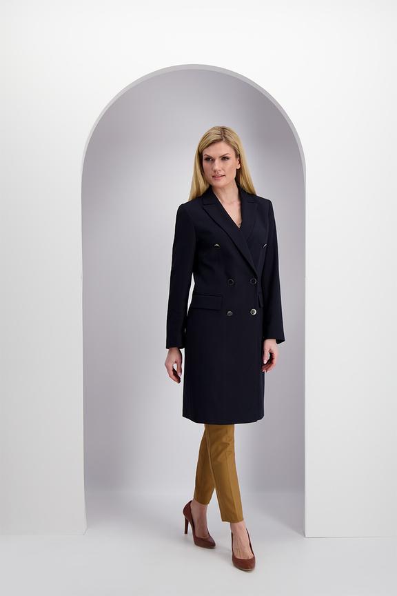 Granatowy dwurzędowy płaszcz