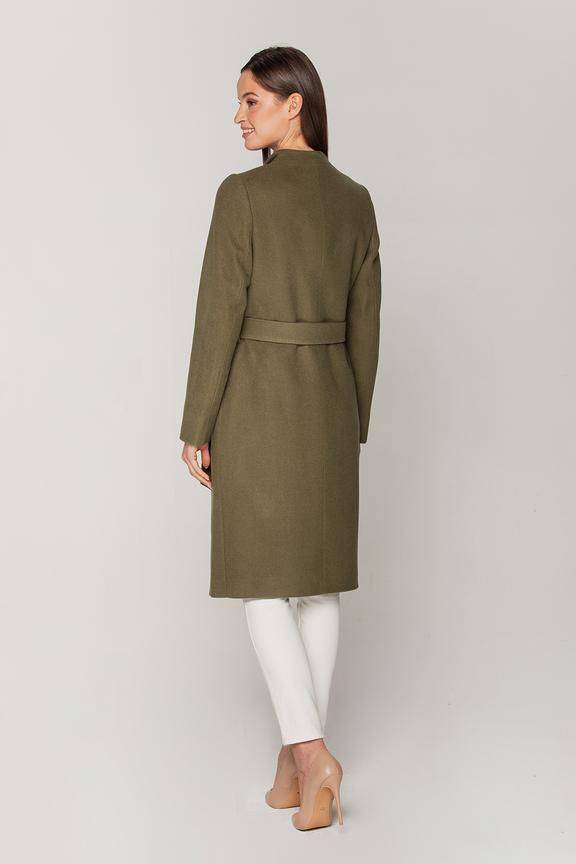 Taliowany ciemnooliwkowy płaszcz