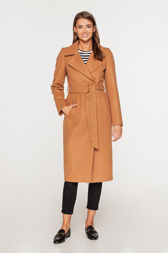 Płaszcz toffi z paskiem