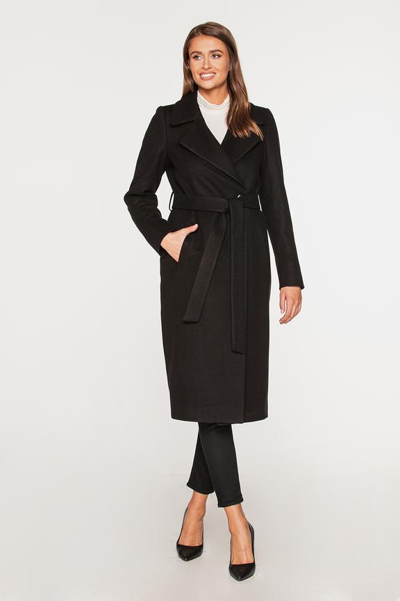 Płaszcz czarny z paskiem