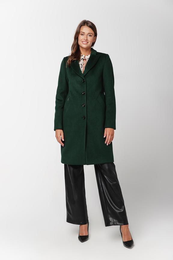 Zielony wełniany płaszcz w klasycznej formie