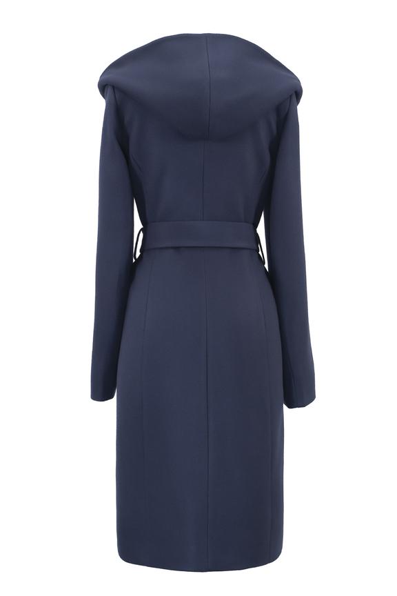 Jesienno-zimowy granatowy płaszcz