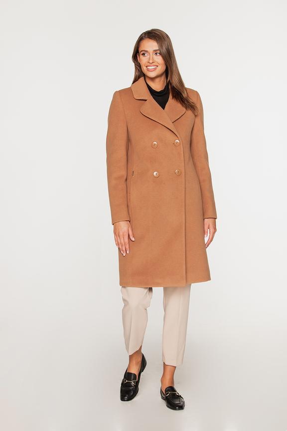 Dwurzędowy kamelowy płaszcz