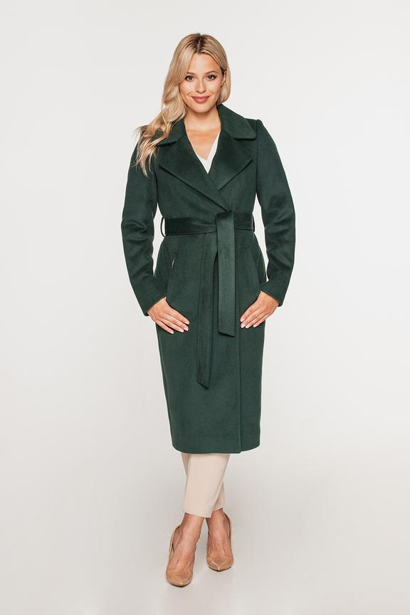 Zimowy zielony płaszcz z wełny