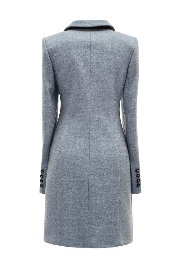 Melanżowy płaszcz z wełną