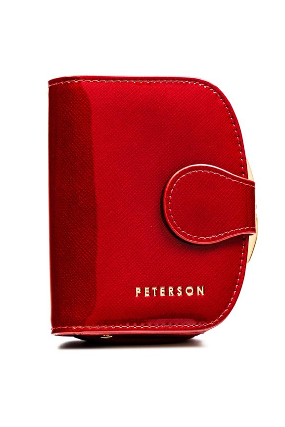 Praktyczny niewielki czerwony portfel z lakierowanej skóry