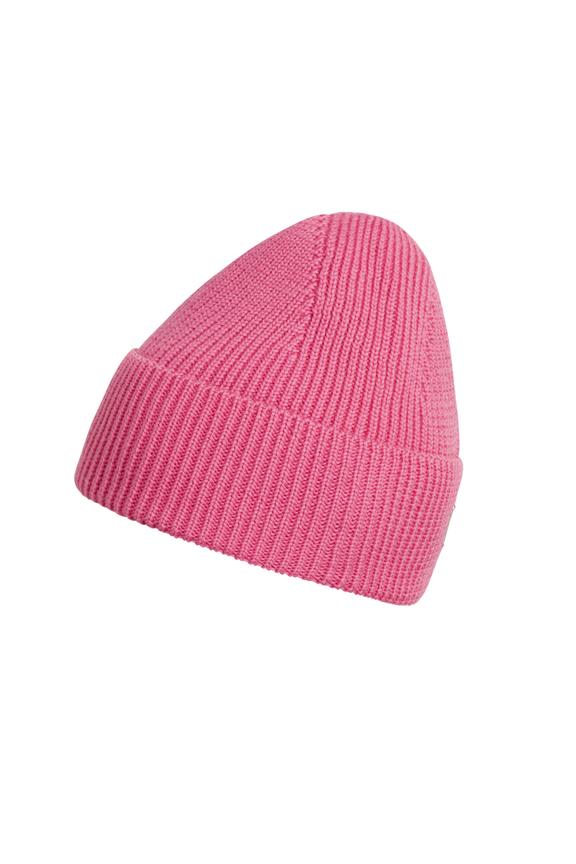 Neon pink merino wool hat