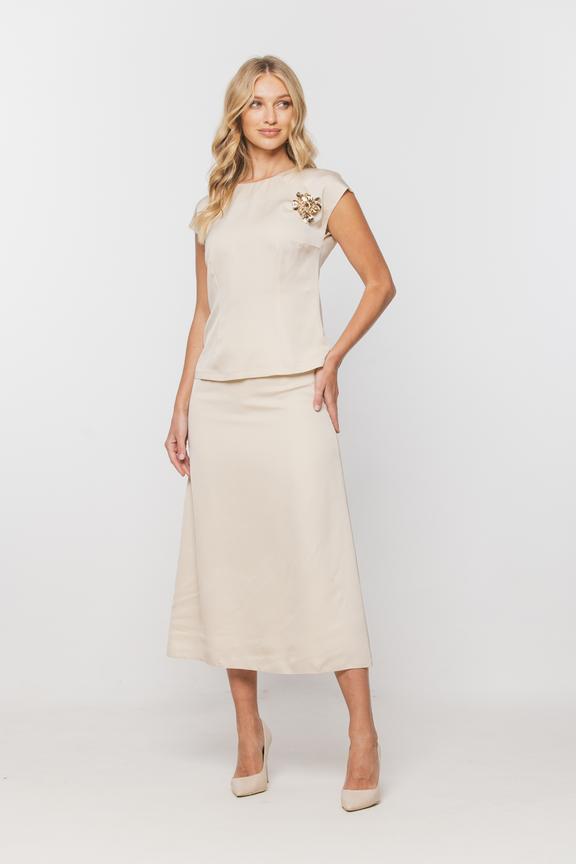 Satynowa wiskozowa spódnica z podszewką