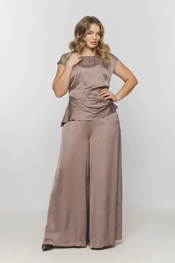 Satynowe wizytowe spodnie w kolorze cappuccino