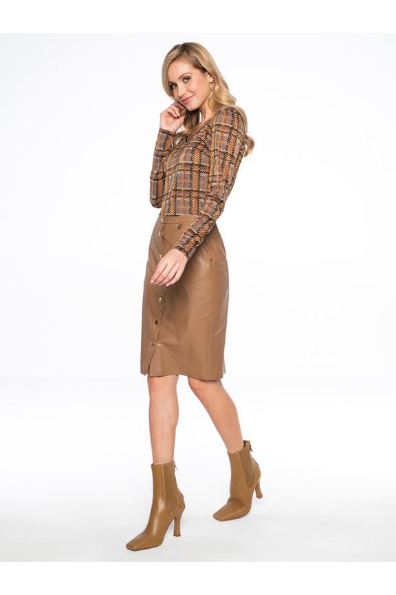 Spódnica ze skóry ekologicznej w kolorze cappuccino