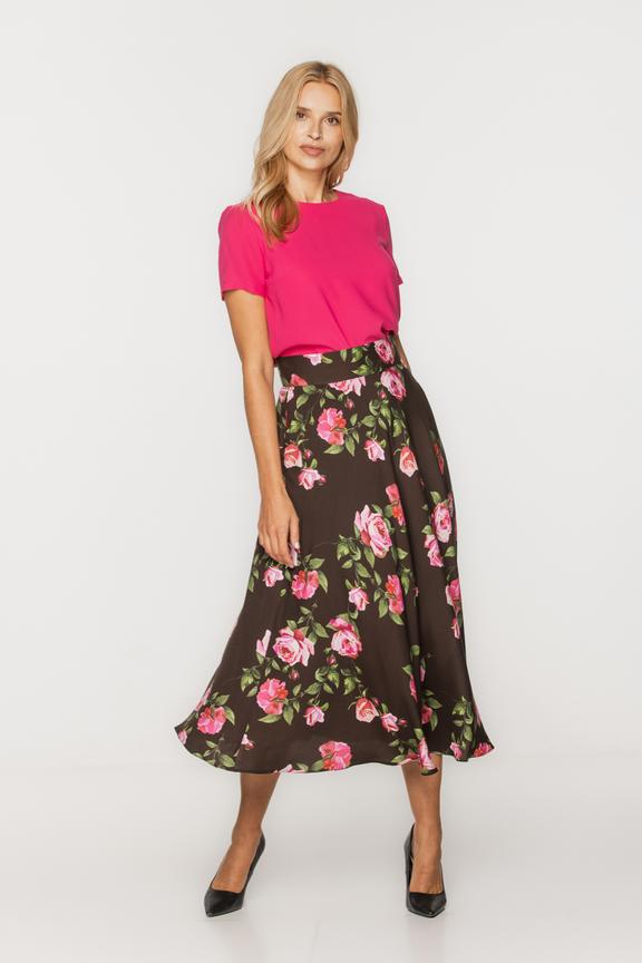 Spódnica w róże na brązowym tle