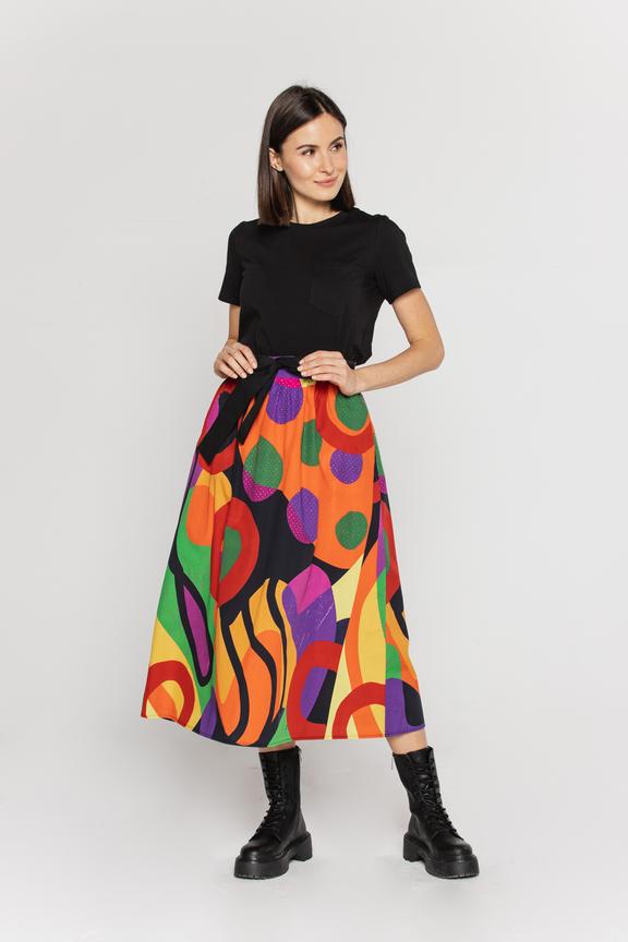 Marszczona spódnica z szarfą w talii