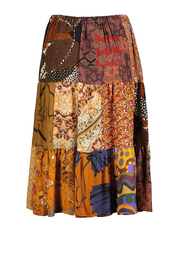 Brązowa  spódnica w kwiaty rozmiar 36