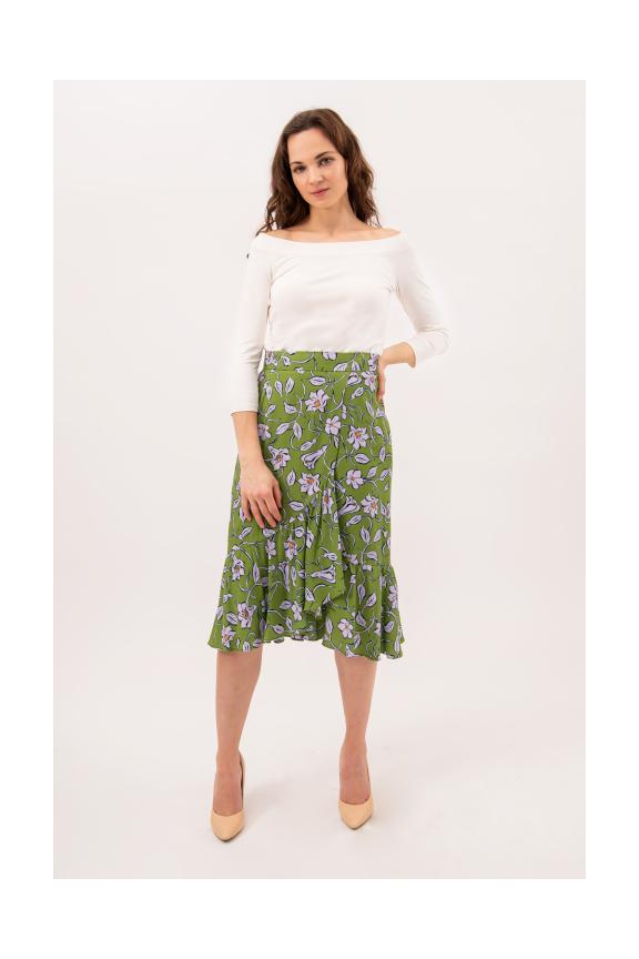 Spódnica z ukośną falbaną