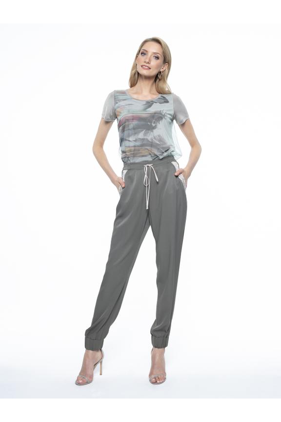 Viscose pants in khaki color