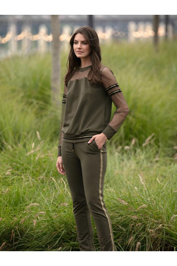 Spodnie dresowe z gumką i wiązaniem w pasie