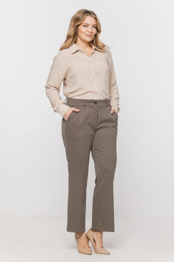 Spodnie dzwony w kant z wzorzystej dzianiny