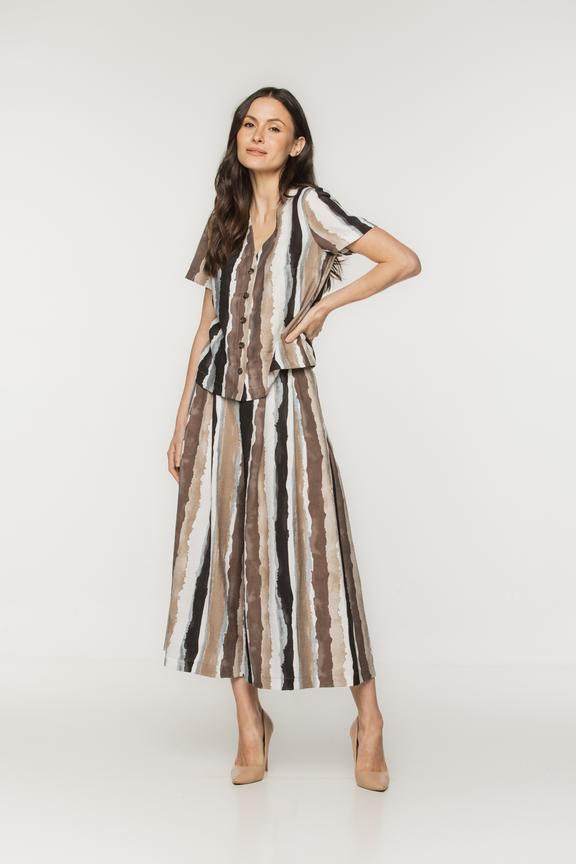 Spodnie kuloty z tkaniny wiskozowej w nieregularne paski