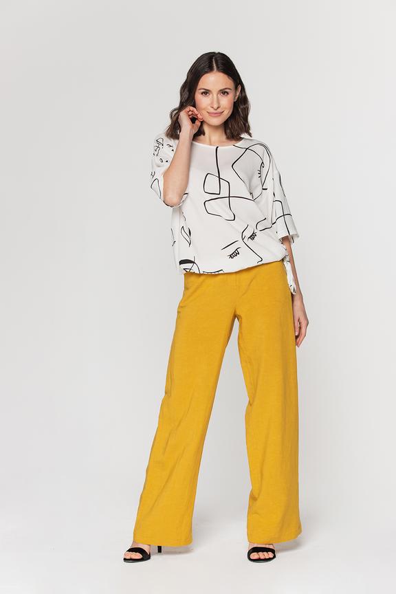 Szerokie materiałowe spodnie z dodatkiem lnu