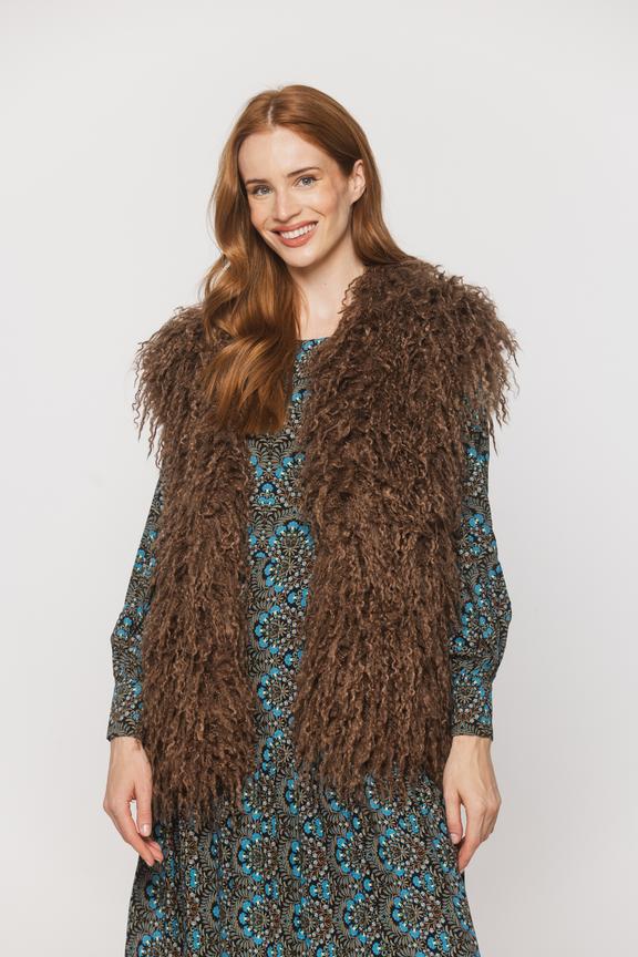 A stylish brown fur waistcoat