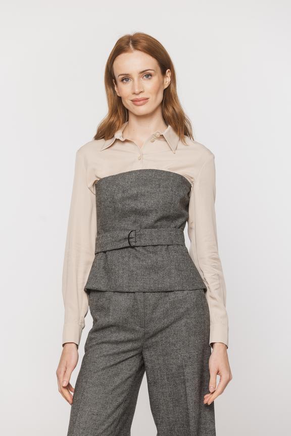 Stylowy gorset w jodełkę z regulowanym paskiem
