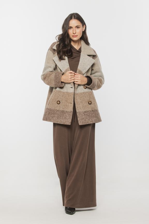 Stylowy krótki płaszcz wełniany o swobodnym fasonie