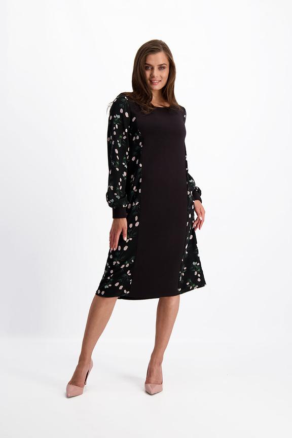 Czarna sukienka z łączonych tkanin