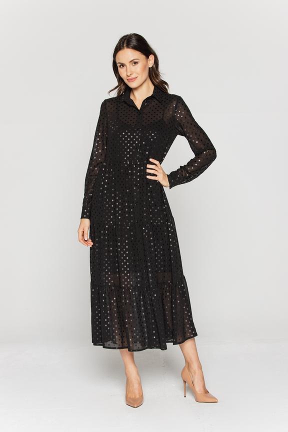 Szyfonowa sukienka w połyskujące groszki