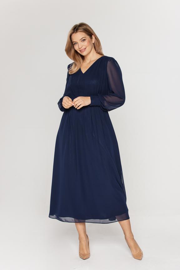 Szyfonowa sukienka z transparentnymi rękawami