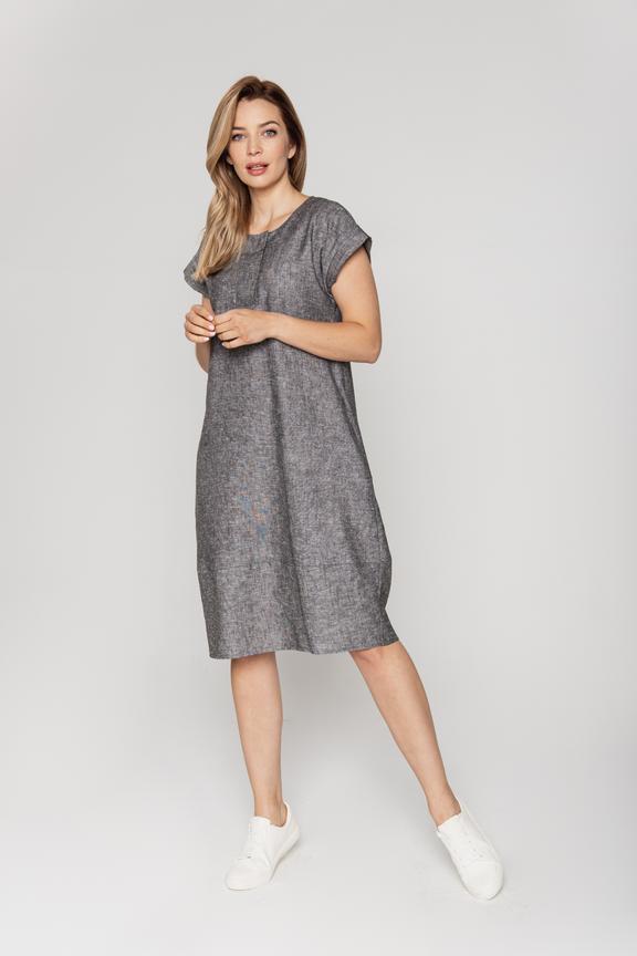 Luźna  sukienka z wiskozy i lnu
