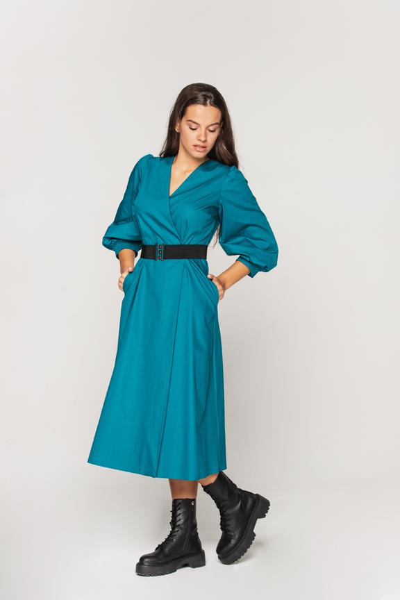 Morska kopertowa sukienka