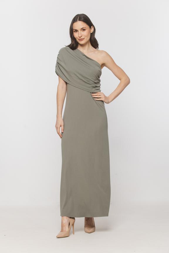 Sukienka na jedno ramię w kolorze szałwii