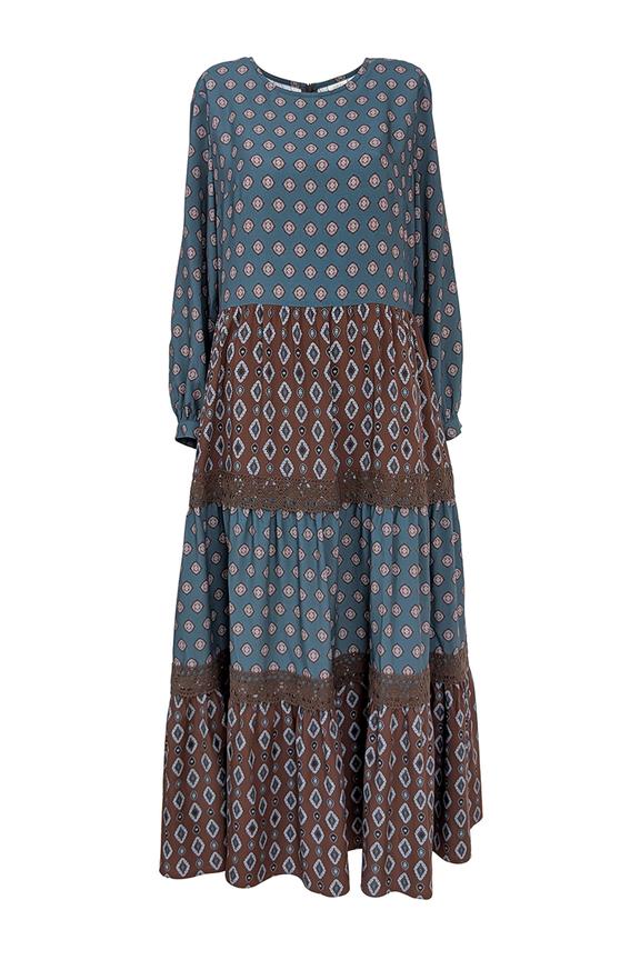 Unikatowa sukienka boho z falbanami i koronką rozmiar 38