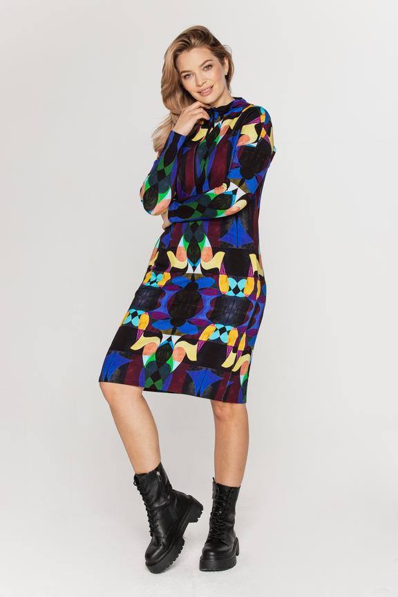 Dzianinowa sukienka  z suwakiem w stójce