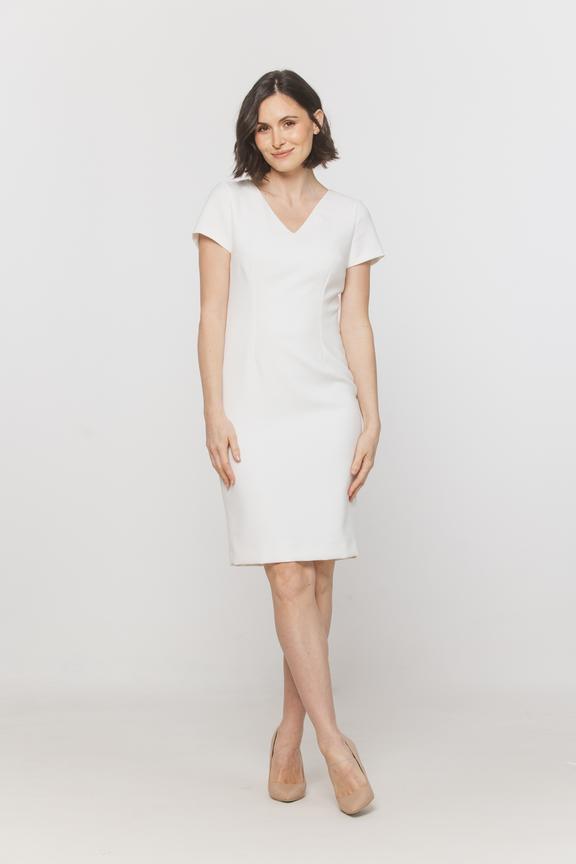 Sukienka z dekoltem V w kolorze ecru