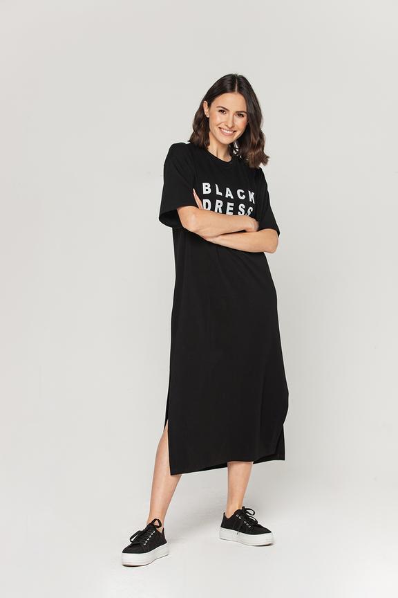 Dress with print and side slits