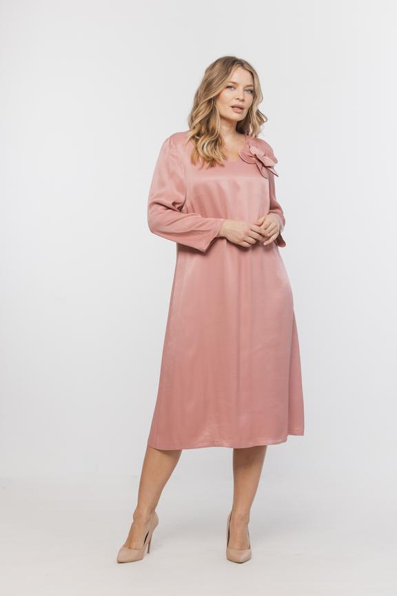 Sukienka z satynowej wiskozy z ozdobnym kwiatem