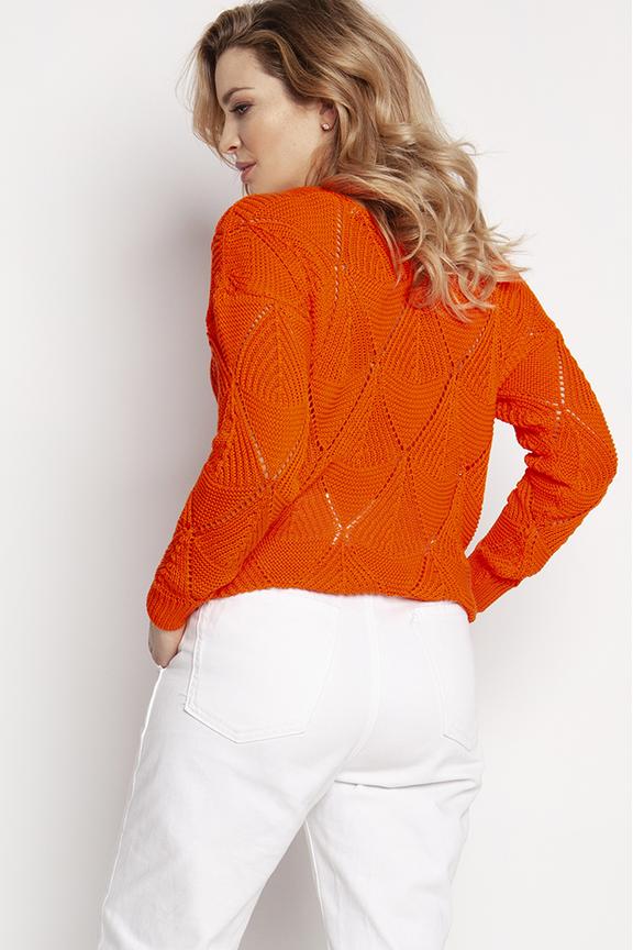 Sweter pomarańczowy z dekoltem v-neck