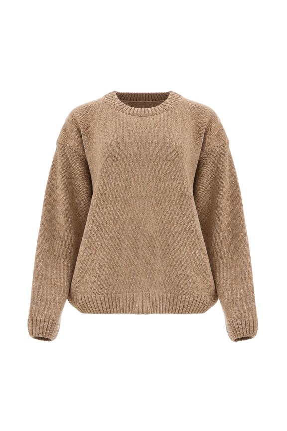 Luźny beżowy sweter z wełny i jedwabiu