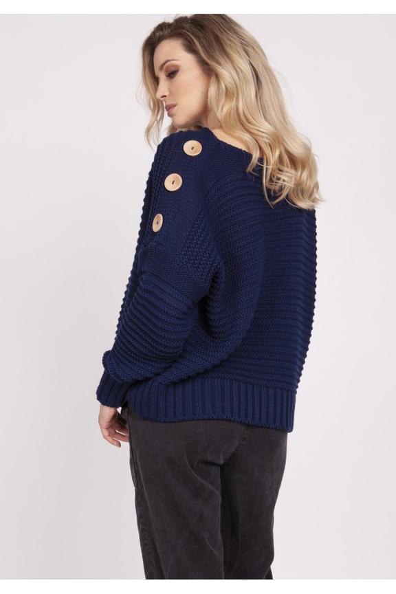 Granatowy sweter o ciekawej fakturze